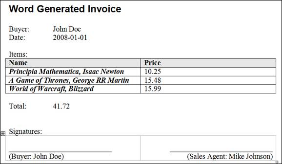 Figure 1 – Report that should be generated